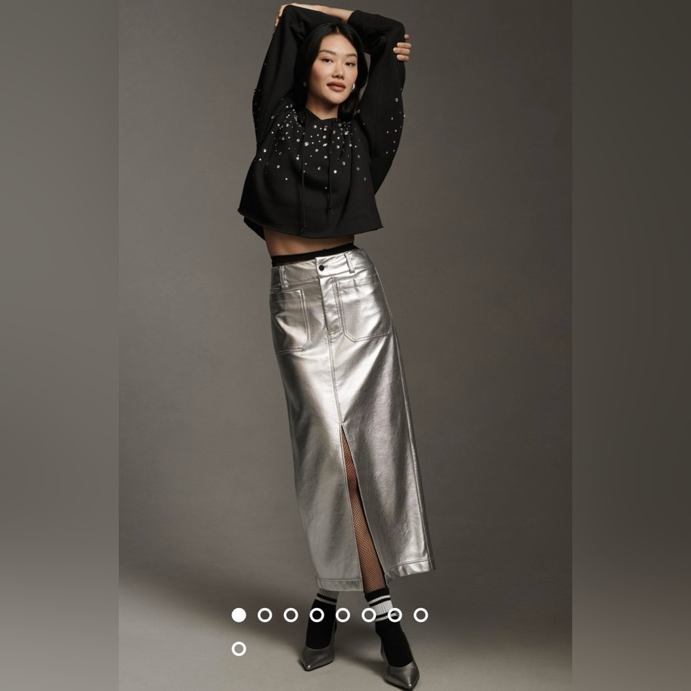 Anthropologie Silver Maxi Skirt